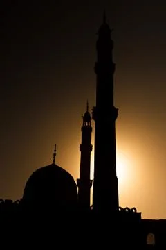 The mosque with minarets against the background Stock Photos