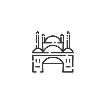 Mosque with minarets flat outline icon of Egypt, concept silhouette Stock Illustration