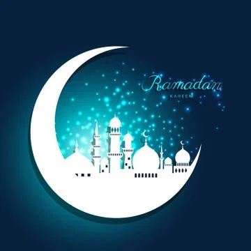 Mosque in moon with light for ramadan of Islam Stock Illustration