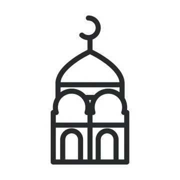 Mosque moon temple ramadan arabic islamic celebration line style icon Ilustración de archivo