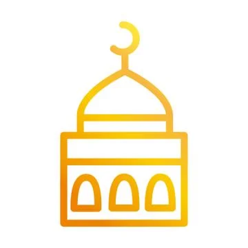 Mosque moon temple ramadan arabic islamic celebration gradient line icon Stock Illustration