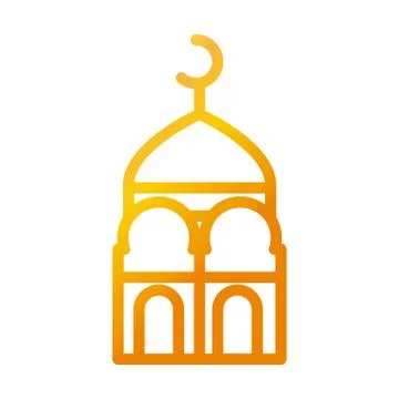 Mosque moon temple ramadan arabic islamic celebration gradient line icon Stock Illustration