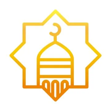 Mosque moon temple ramadan arabic islamic celebration gradient line icon Stock Illustration