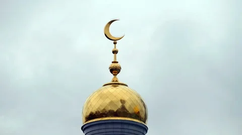 Mosque in Moscow - a Tower With a Crescent. Stock Footage 60367634