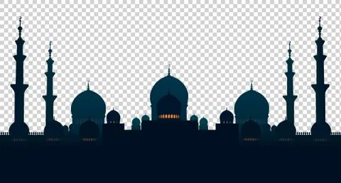 Mosque, muslim home. Isolated objects on a checkered background.  illustratio Stock Illustration