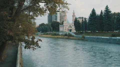 Mosque near the river Stock Footage 95246448
