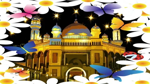 Mosque Night, Flowers Stock Footage 45971727