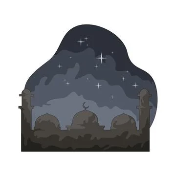 Mosque at night illustration Stock Illustration