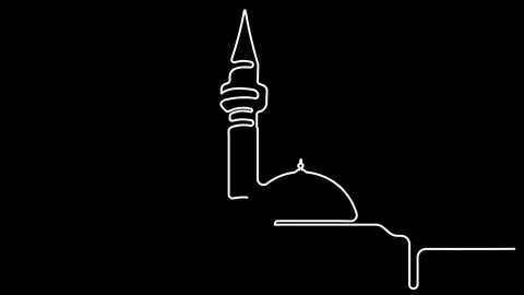 Mosque night  - Self  Drawing Line  Animation Stock Footage 102350250