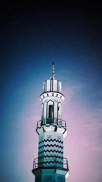 Mosque at night with starry sky Stock-Fotos