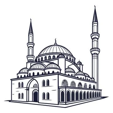 Mosque Outline Icon Vector Art Illustrazione stock