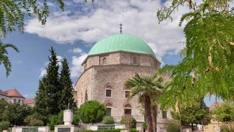 Mosque of Pasha Qasim Framed by Tree – Pécs, Hungary Stock Footage 318596395