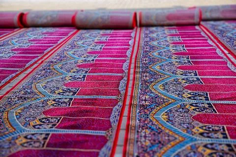 Mosque prayer carpets Stock Photos