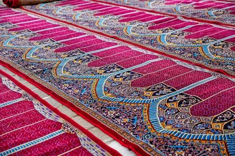 Mosque prayer carpets Stock Photos