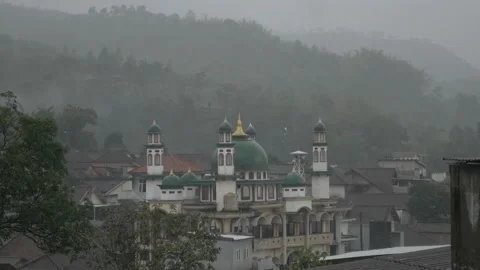 Mosque in the rain Stock Footage 238996468