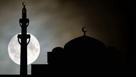 Mosque of Rome and Islamic Center in Italy, Time Lapse by Night with Moon Stock Footage 130196751