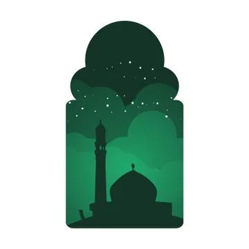 Mosque Round Classic Window View Illustration Design Illustrazione stock