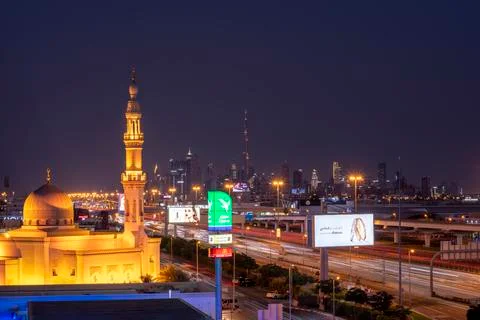 Mosque at Sheik Zayed Road Dubai Stock Photos