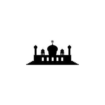 Mosque Silhouette, Flat Style Stock Illustration