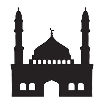 Mosque silhouette icon logo template, Mosque icon vector Illustration Stock Illustration