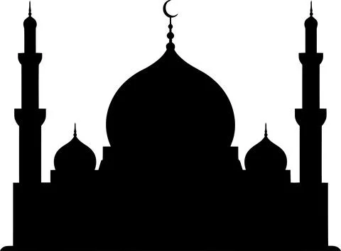 Mosque Silhouette with Minarets Icon Stock Illustration