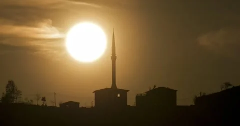 Mosque Silhouette at Sunset Stock Footage 332507525