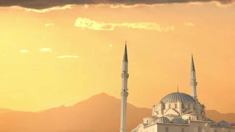 Mosque silhouette at sunset, a perfect Islamic background for Ramadan themes. Stock Footage 291303718