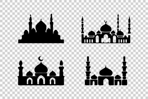 Mosque silhouette vector icon collections Stock Illustration