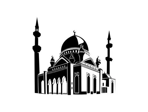 Mosque silhouette vector isolate background Ramadan kareem Stock Illustration