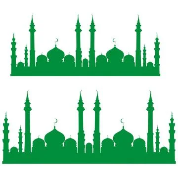 Mosque silhouette on white background. Vector illustration. Stock Illustration