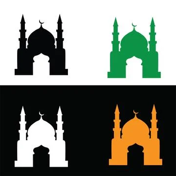 Mosque silhouettes in different colors and backgrounds Stock Illustration