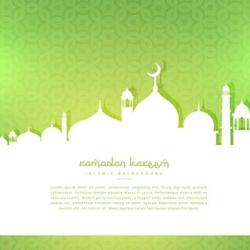 Mosque silhoutte in green pattern background Stock Illustration