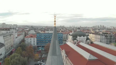 Mosque in Sofia, Bulgaria - Aerial view Stock Footage 141878309