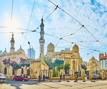 The Mosque square, on Dec 17, 2017 in Alexandria, Egypt Stockfoto's