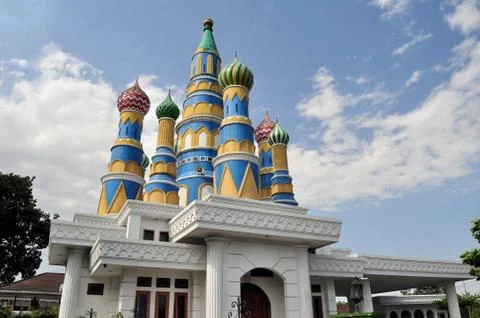 Mosque styled after St. Basil's Cathedral Stock Photos