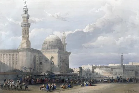 Mosque of Sultan Hassan, Cairo, Egypt, around 1850, Historical, digitally Stock Illustration