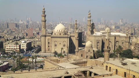 The Mosque Sultan Hassan seen from the Citadel of Saladin Stock Footage 129470146