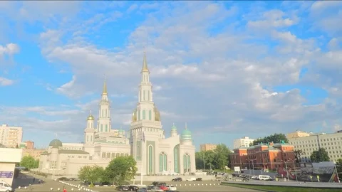 Mosque on sunny summer timelapse Stock Footage 79815608