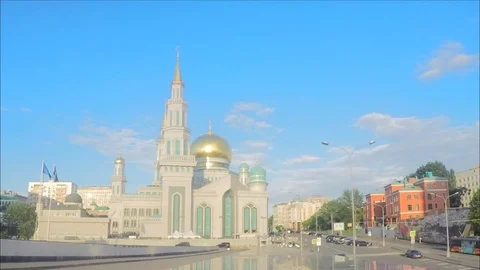 Mosque on a sunny summer timelapse Stock Footage 79815634