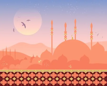 Mosque at sunset Stock Illustration