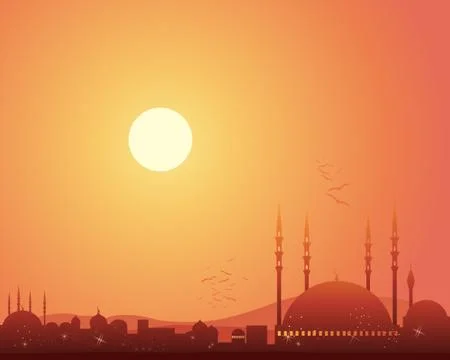 Mosque at sunset Stock Illustration