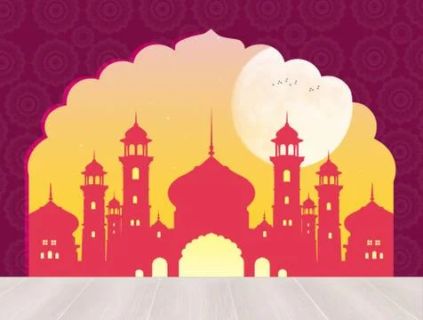 Mosque at sunset Stock Illustration