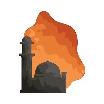 Mosque at sunset illustration Stock Illustration