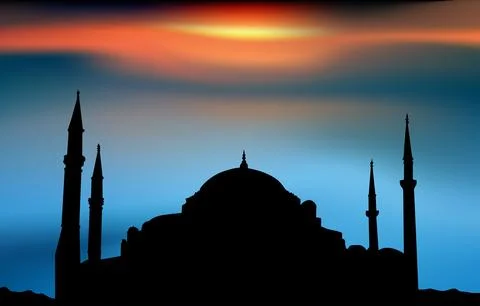 Mosque at the sunset Stock Photos