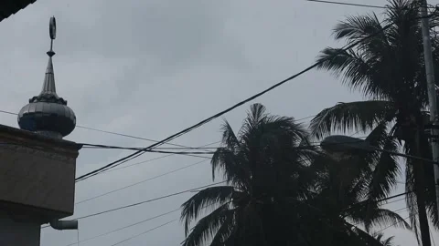 The Mosque Tower was Struck by Rainwater Stock Footage 258937522