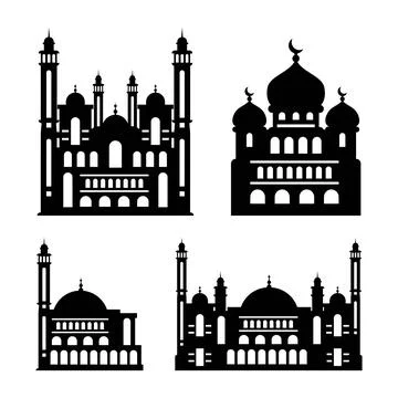 Mosque vector Icon. Simple illustration set of muslim mosque silhouette Stock Illustration