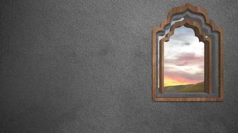 Mosque window arch on the wall Stock Illustration
