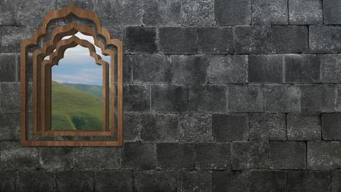 Mosque window arch on the wall Stock Illustration