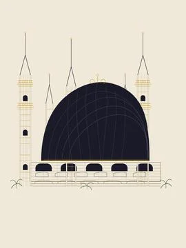 A Mosque's Drawing Stock Illustration