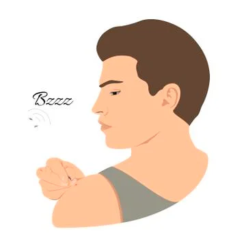 Mosquito bites man. Stock Illustration